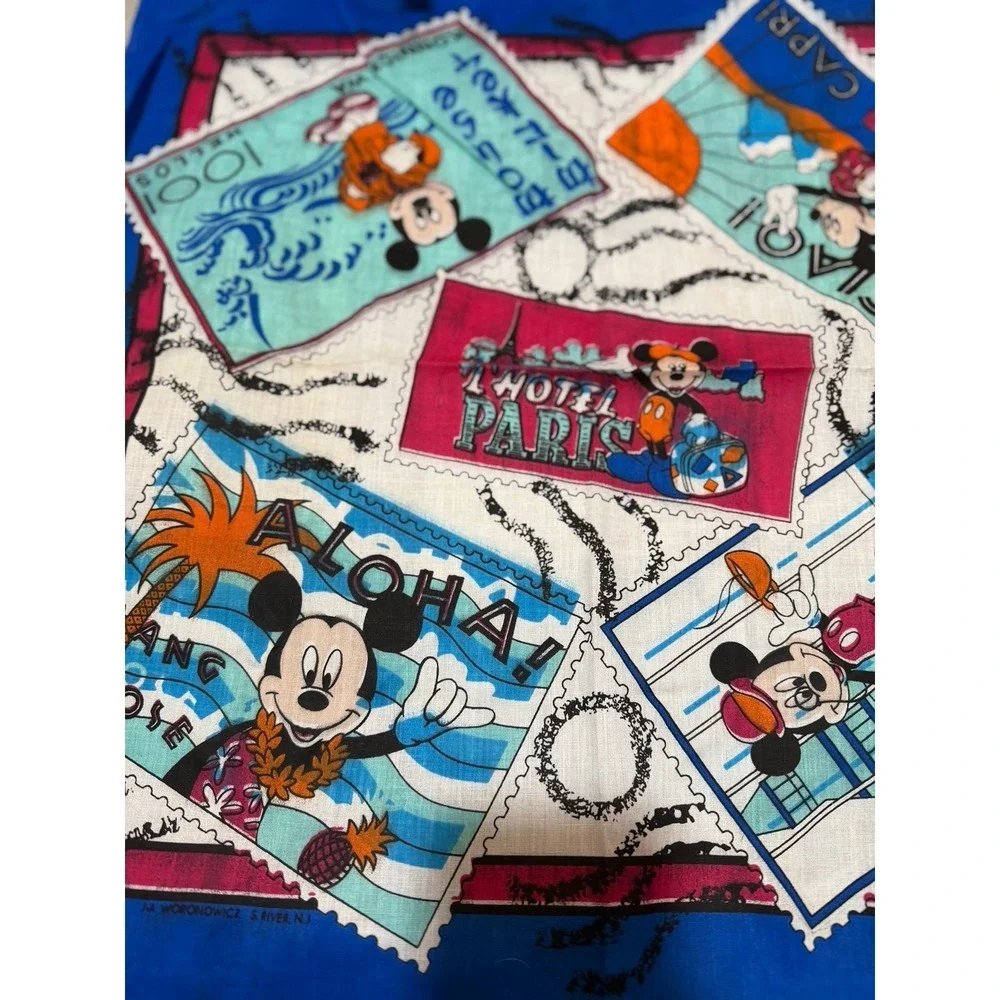 Disney Mickey Mouse‎ Travel Postcard Paris, London, Hawaii, Capri Handkerchief